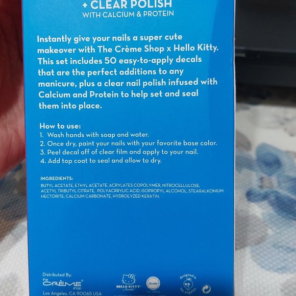 The Creme Shop Hello Kitty Nail Decal with Polish Kit 50 Decals Clear Polish - Picture 3 of 3